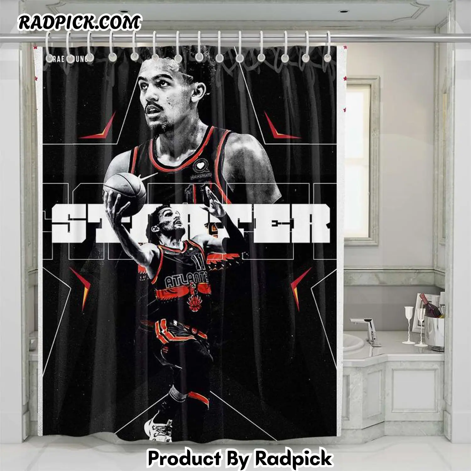 Trae young shower curtain set bathroom set for bathroom decor best gift for friends rp38754